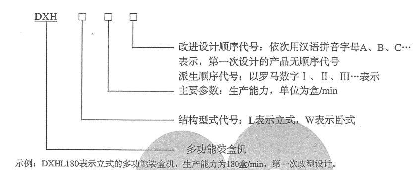 装盒机的型号编制按GB/T7311 的规定